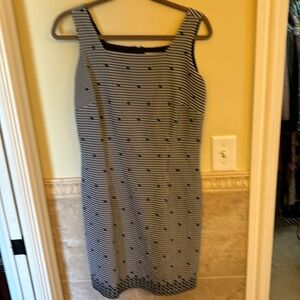 Black and white check dress with embroidered flowers